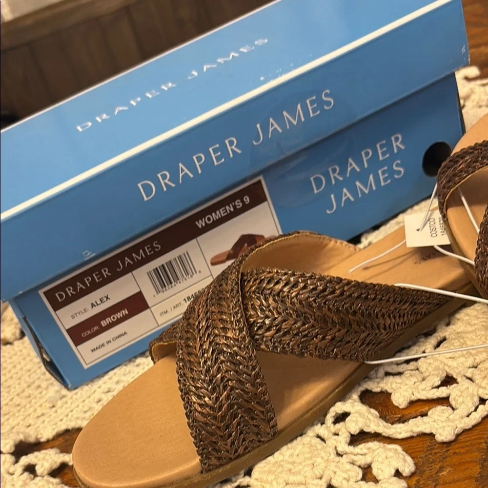 Draper James Brown Sandals Minimalist Summer Slides - Picture 2 of 3